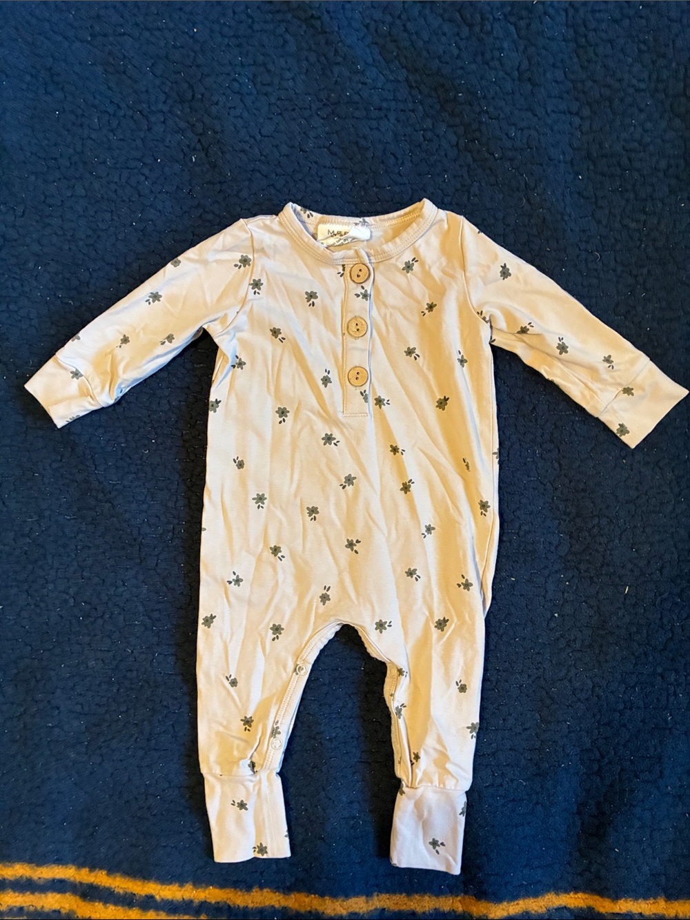 Mebie baby Neutral cream Floral Baby One-Piece Romper with Button Front